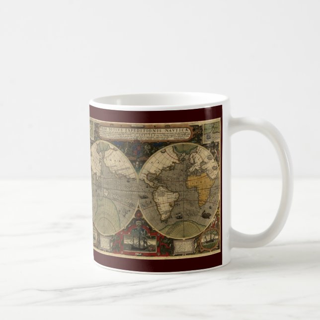 Taza De Café Mapa del Mundo Antiguo (Derecha)
