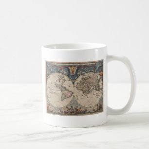 Taza De Café Mapa del Mundo Antiguo: Arte de Cartografía Histór