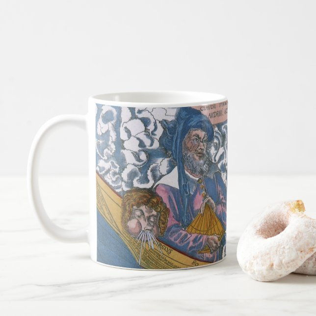 Taza De Café Mapa del mundo antiguo con Claudius Ptolemy, 1507 (Con donut)