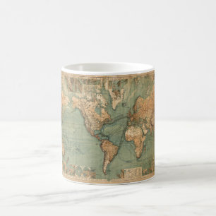 Taza De Café Mapa del mundo antiguo de la vieja época