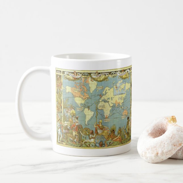 Taza De Café Mapa del mundo antiguo del imperio británico, 1886