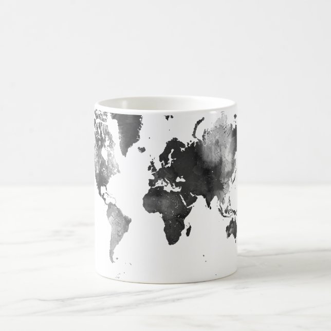 Taza De Café MAPA DEL MUNDO blanco y negro (Centro)