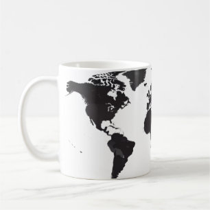 Taza De Café Mapa del mundo blanco y negro