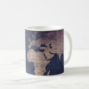 Taza De Café Mapa del mundo de la púrpura vintage celestial (5)