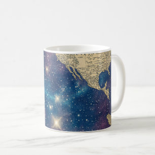 Taza De Café Mapa del mundo de la púrpura vintage celestial (6)