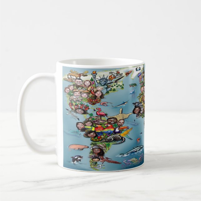 Taza De Café Mapa del mundo divertido (Izquierda)