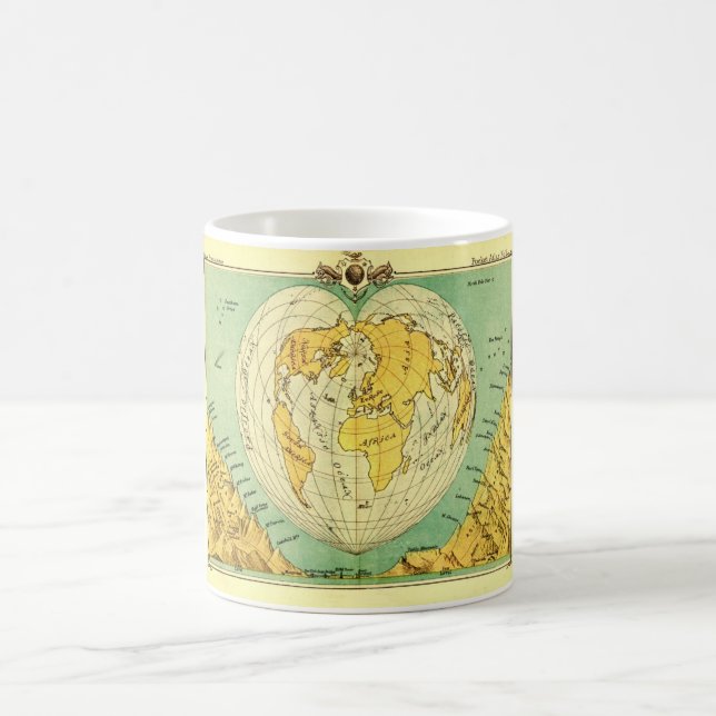 Taza De Café Mapa del mundo en forma de corazón (Centro)
