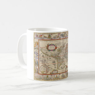 Taza De Café Mapa del mundo medieval de Willem Blaeu