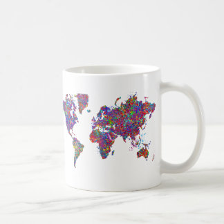 Taza De Café Mapa del mundo, pintura de la acción