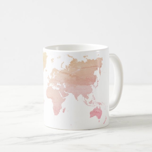 Taza De Café Mapa del mundo rosado el | (Anverso derecho)