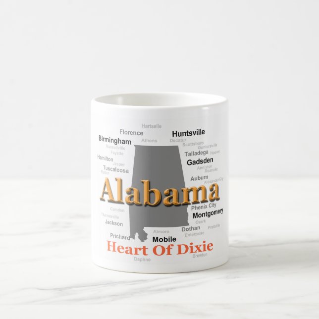Taza De Café Mapa del orgullo de Alabama (Centro)