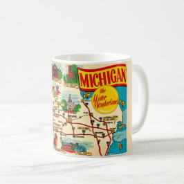 Taza De Café Mapa del paraíso acuático de Michigan