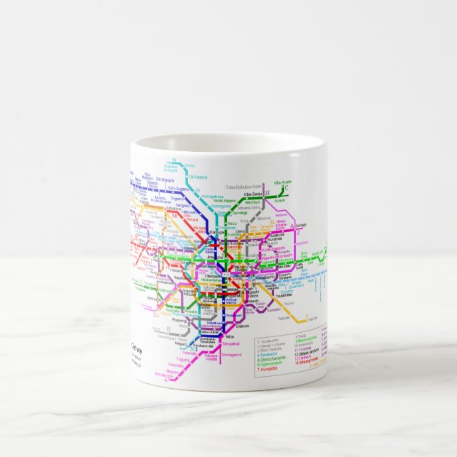 Taza De Café Mapa del subterráneo de Tokio Japón (Centro)