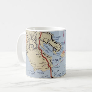 Taza De Café Mapa del Valle del Mill de Sausalito
