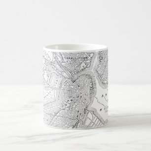 Taza De Café Mapa del vintage de Boston (1878)