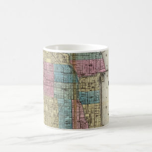 Taza De Café Mapa del vintage de Chicago (1869)