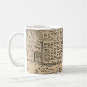 Taza De Café Mapa del vintage de la sabana Georgia (1818)