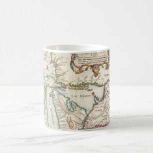 Taza De Café Mapa del vintage de los Great Lakes (1755)