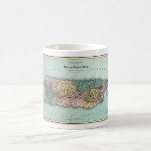 Taza De Café Mapa del vintage de Puerto Rico