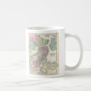Taza De Café Mapa del vintage del puerto de Boston (1857)