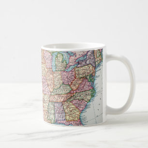 Taza De Café Mapa: Estados Unidos, 1905