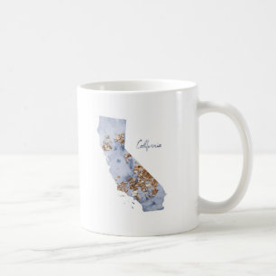 Taza De Café Mapa Estatal Blue & Gold California