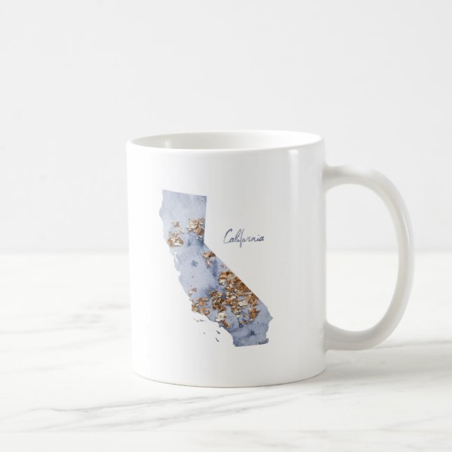 Taza De Café Mapa Estatal Blue & Gold California (Derecha)