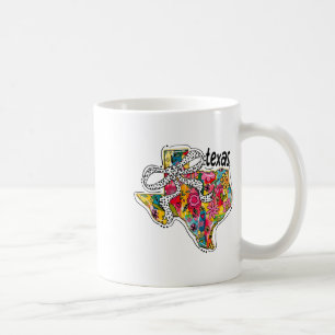 Taza De Café Mapa Estatal De Girly Texas Coquette Floral Bow 4 
