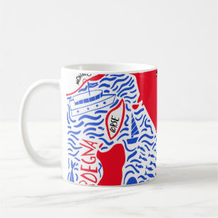 Taza De Café mapa estilizado a mano de Italia. Ilustración de 