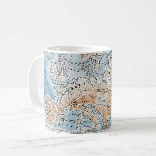 Taza De Café Mapa físico de Europa (1916) (Anverso izquierdo)