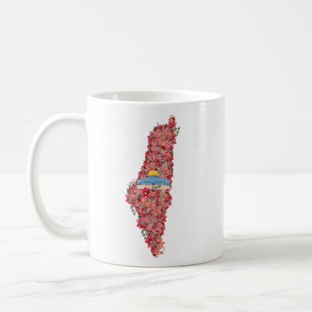 Taza De Café Mapa floral de Palestina Cúpula de Rock al Quads R (Izquierda)