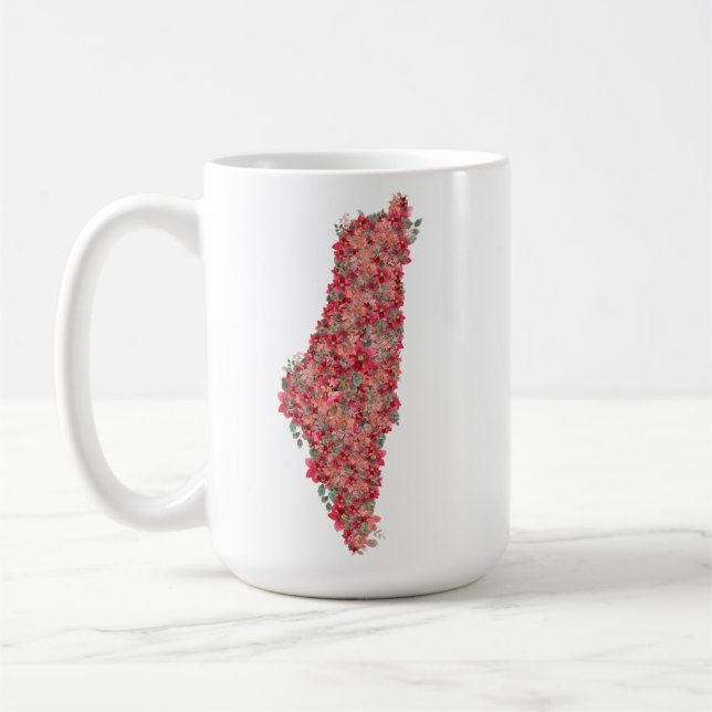 Taza De Café Mapa floral palestino de libertad artística para p (Izquierda)