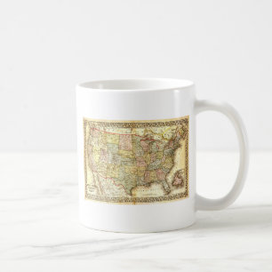 Taza De Café Mapa general de Vintage Old USA