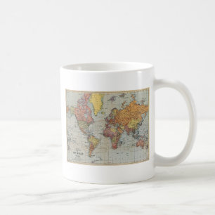 Taza De Café Mapa general vintage del mundo
