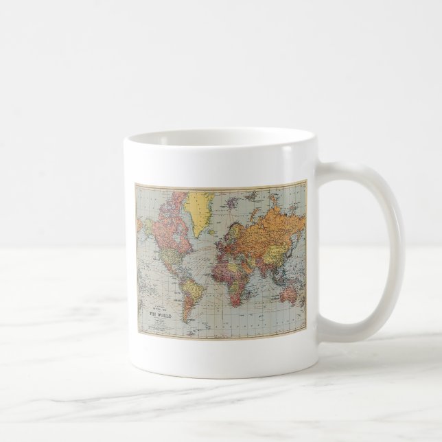 Taza De Café Mapa general vintage del mundo (Derecha)