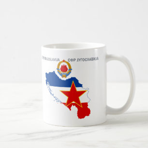 Taza De Café Mapa histórico de la RFS Yugoslavia con emblema y