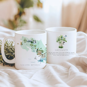 Taza De Café Mapa ilustrado de acuarela Costa Rica   Inicial
