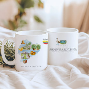 Taza De Café Mapa ilustrado de Ecuador en acuarela   Monograma