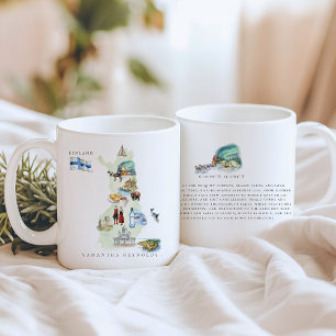 Taza De Café Mapa ilustrado de Finlandia en acuarela Monogram