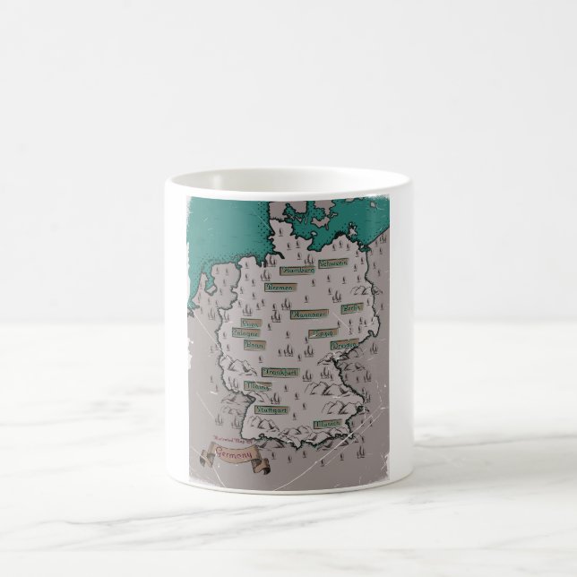 Taza De Café Mapa ilustrado de la época alemana (Centro)
