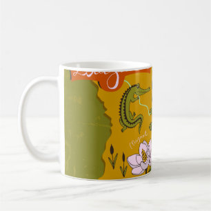 Taza De Café Mapa ilustrado de Luisiana, Estados Unidos. Viajes