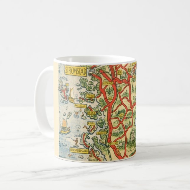Taza De Café Mapa ilustrado de Stromstad Sweden Mug (Anverso izquierdo)