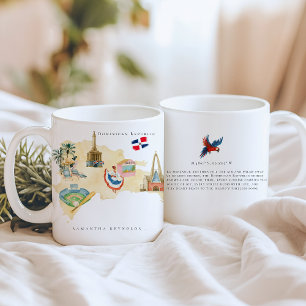 Taza De Café Mapa Ilustrado República Dominicana   Monograma