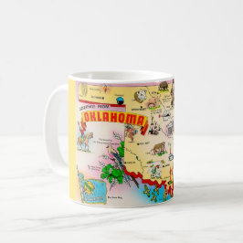 Taza De Café Mapa Ilustrado Vintage de Oklahoma