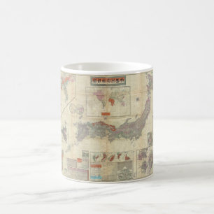 Taza De Café Mapa japonés de 1895 Meiji 28 del Japón Imperial
