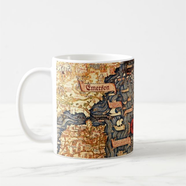 Taza De Café Mapa medieval de la historia perdida (Izquierda)