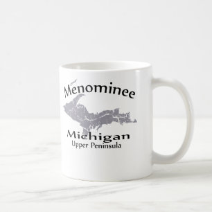 Taza De Café Mapa Menominee Michigan Diseño Mug