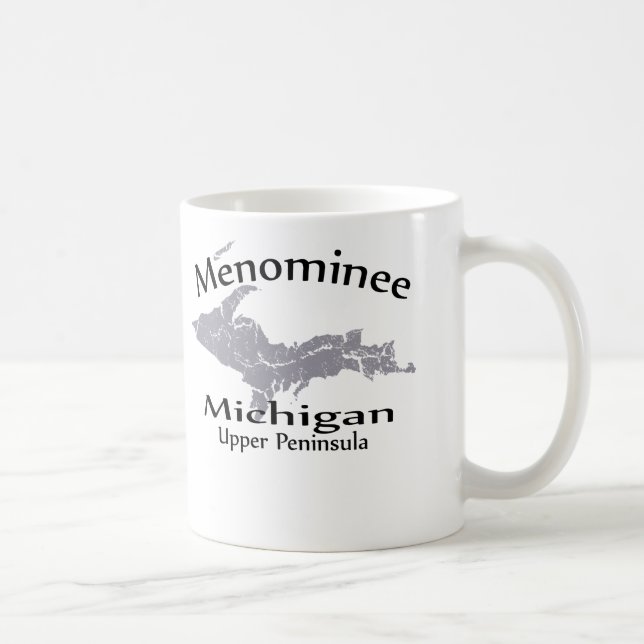 Taza De Café Mapa Menominee Michigan Diseño Mug (Derecha)