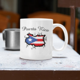 Taza De Café Mapa mínimo de Puerto Rico Bandera nacional