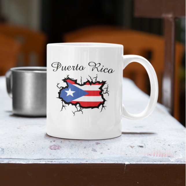 Taza De Café Mapa mínimo de Puerto Rico Bandera nacional (Minimal Puerto Rico Map National Flag Coffee Mug)